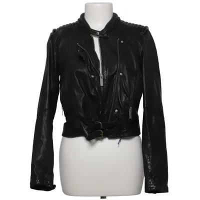 Bikerjack (Zwart) van Oakwood Katoen, Leer, Polyester, Viscose