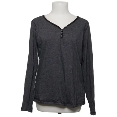 Henley T-shirt (Sort, Hvid) fra Jean Pascale Bomuld, Polyester