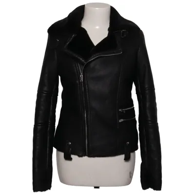 Shearling jas (Zwart) van AFTF Basic Polyester, Polyurethaan