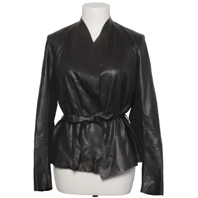 Leather jacket (Black) from SET Urban Deluxe Cotton, Elastane, Leather, Polyester