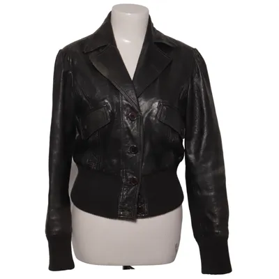 Leren jack (Zwart) van Wonder Me! Acryl, Leer, Polyester