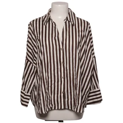 Shirt (Brown, White) from Zara Cotton, Linen