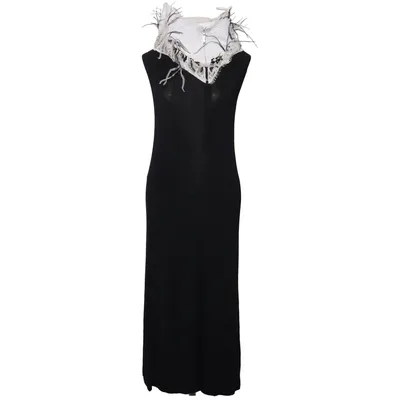 Robe longue (Noir, Blanc) de Hervé Léger Élasthane, Polyamide, Viscose