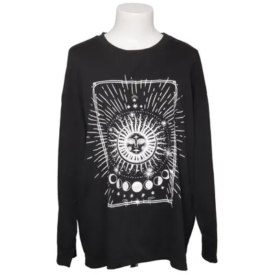 Långärmad t-shirt (Svart, Vit) från Shein Bomull, Polyester