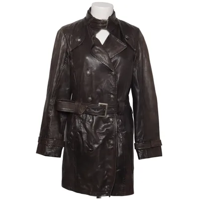 Leren jas (Zwart) van Qiero Katoen, Leer, Polyester