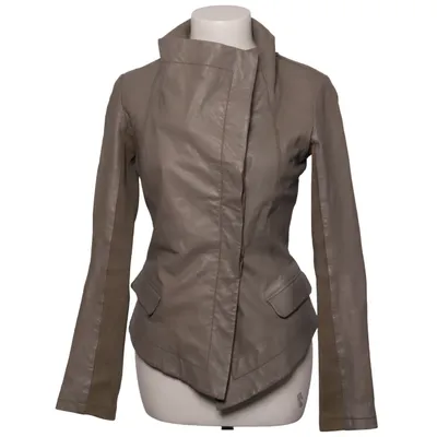 Leather jacket (Gray) from AllSaints Spitalfields Cotton, Leather, Polyester