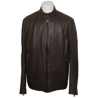 Läderjacka (Grön) från Hugo Boss Bomull, Skinn, Modal, Polyamid, Polyester