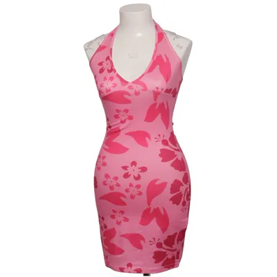Halterneck-kjole (Pink, Rød) fra Shein Elastan, Polyester