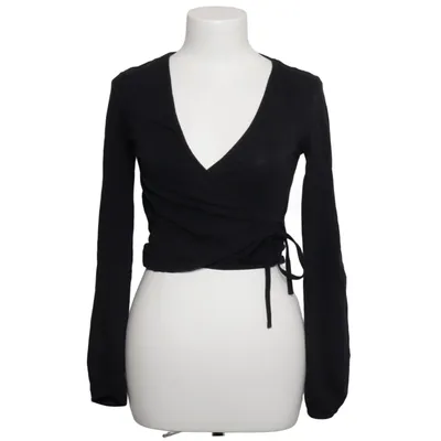Wrap top (Black) from Topshop Cotton, Elastane