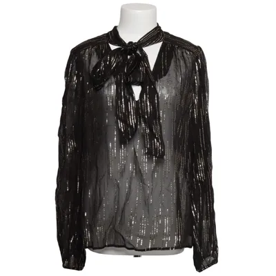 Pussy bow blouse (Black, Gold) from Rixo Metallic fiber, Viscose
