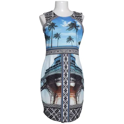 Dress (Blue, Black, White) from 101 Idees Elastane, Polyester