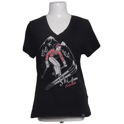 T-shirt (Zwart) van Queen Kerosin Katoen, Elastaan