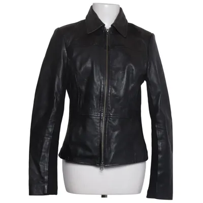 Leren jack (Zwart) van Transmission Leer, Polyester