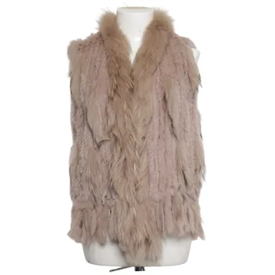Bont gilet (Beige) van Oakwood Katoen, Konijnenbont