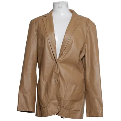 Læderblazer (Beige) fra H&M Acetat, Læder