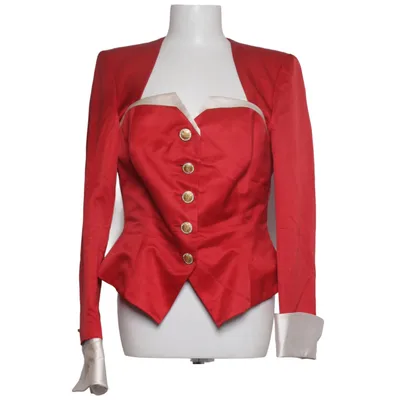 Blazer (Rot, Weiß) von Escada Couture Baumwolle, Seide