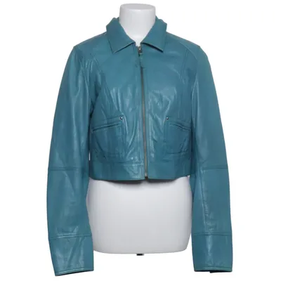 Leren jack (Blauw) van Claudia Sträter Leer, Polyester