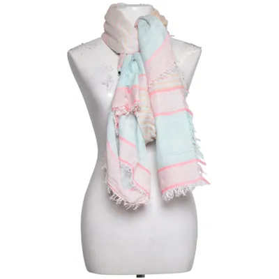 Shawl (Pink, Green, Yellow) from Erfurt Cotton, Modal, Polyester