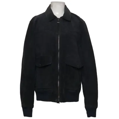 Läderjacka (Svart) från Mango Man Bomull, Skinn, Polyester