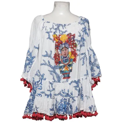 Strandkleid (Weiß, Blau, Rot) von Antica Sartoria Baumwolle