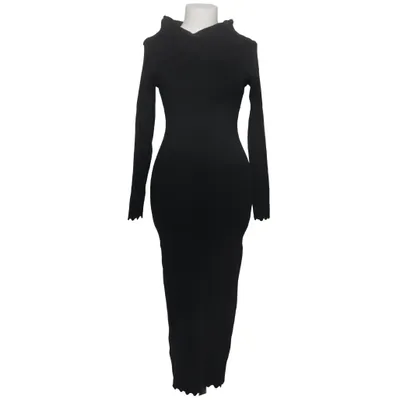 Jurk met col (Zwart) van Ebelieve Kasjmier, Katoen, Elastaan, Wol