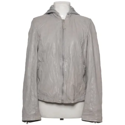 Läderjacka (Grå) från Aust Bomull, Skinn, Polyester