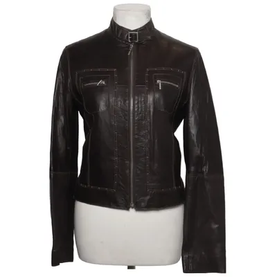 Leren jack (Bruin) van David Moore Leer, Polyester