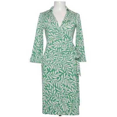 Omlottklänning (Grön, Vit) från Diane von Furstenberg Vintage Silke