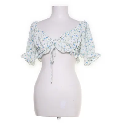 Crop top (Hvid, Flerfarvet) fra Gina Tricot Polyester, Elastan