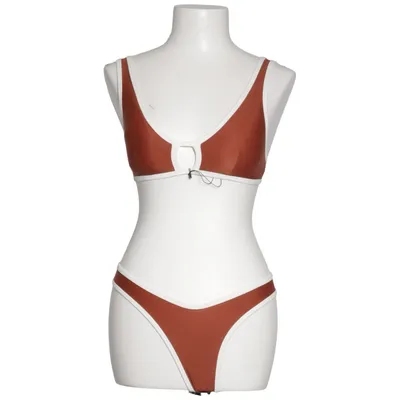 Bikini (Brown, White) from Drope Clothing Elastane, Polyamide