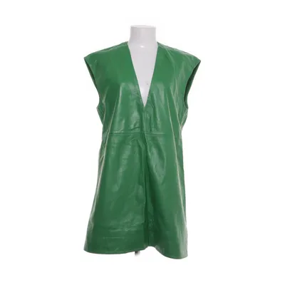 Læderkjole (Grøn) fra Ganni Polyester, Læder