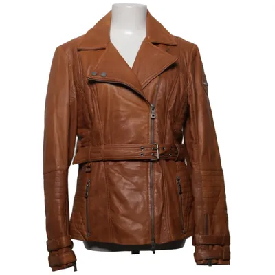 Bikerjacka (Brun) från Jilani Collection Bomull, Skinn, Polyester