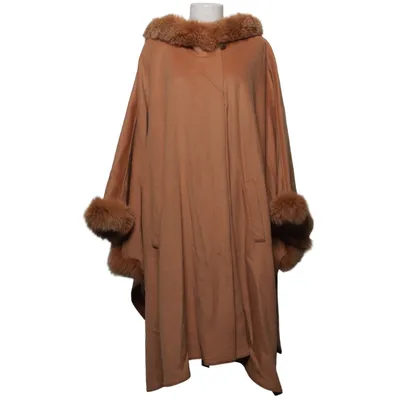 Cape (Braun) von Turkis Tukku Angora, Kaschmir, Wolle, Fuchspelz