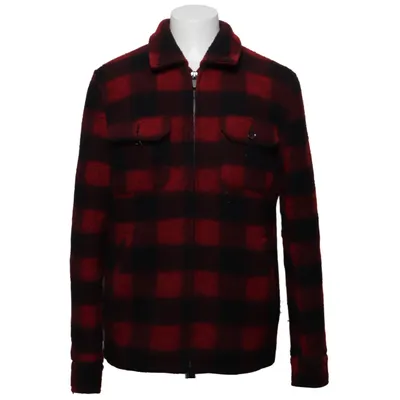 Overshirt (Red, Black) from Zara Man Polyester, Wool