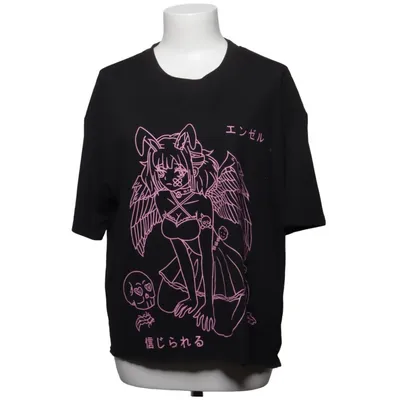 T-shirt (Black, Pink) from Romwe