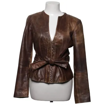 Veste en cuir (Marron) de Zara Basic Cuir, Polyester
