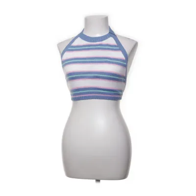 Halterneck top (Blå, Hvid, Pink) fra Zaful Bomuld, Polyester