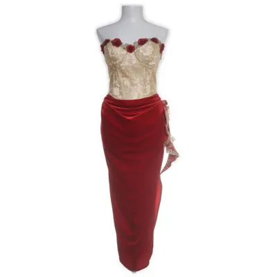 Evening gown (Red, Gold, Multicolored) from LaceMade Elastane, Nylon, Polyester