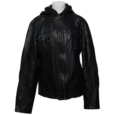 Leather jacket (Black) from Mainpol Cotton, Leather