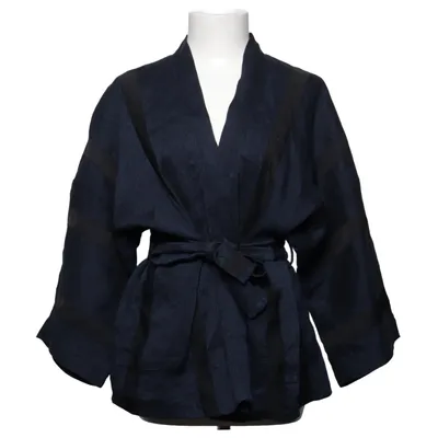 Wrap cardigan (Blue, Black) from Bric a Brac Linen, Viscose