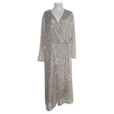 Aftenkjole (Beige, Flerfarvet) fra H&M Elastan, Polyester