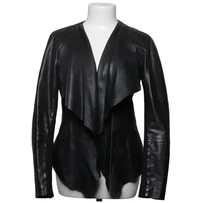 Veste en cuir (Noir) de Oasis Coton, Élasthane, Cuir, Polyamide, Polyester