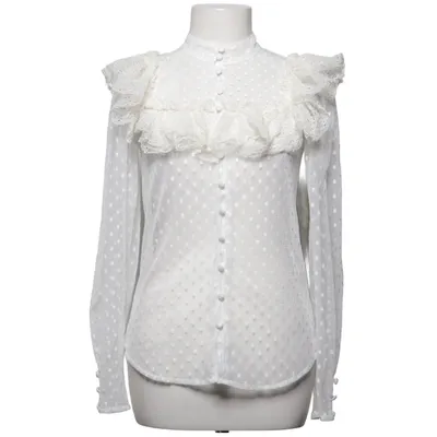 Blouse (White) from Sandra Mansour x H&M Polyester, Polyamide, Elastane
