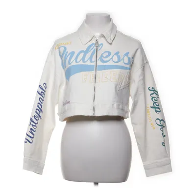 Jeansjacka (Vit, Flerfärgad) från Bershka Bomull, Elastan