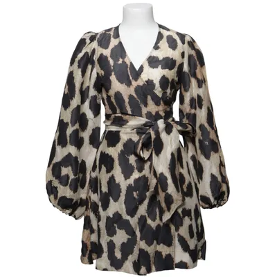 Robe portefeuille (Beige, Noir, Marron) de Ganni Lin, Soie