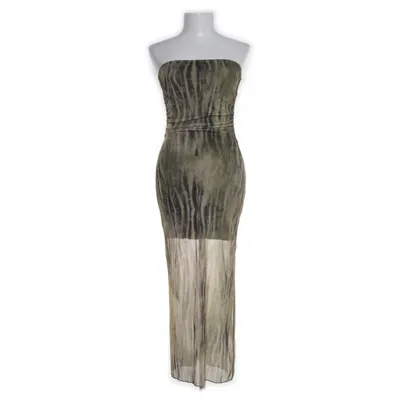 Jurk (Groen, Beige) van Bershka Elastaan, Polyester