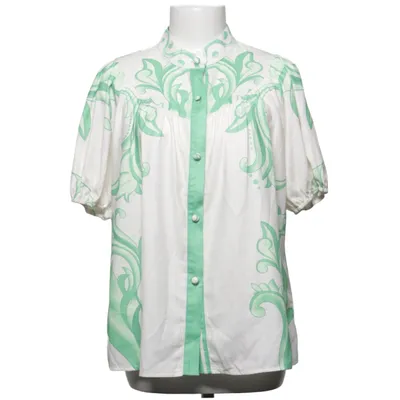 Top (White, Green) from Remix Cotton, Linen