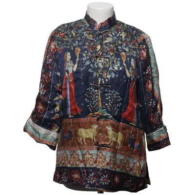 Blazer (Blue, Multicolored) Silk