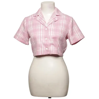 Kortærmet skjorte (Pink, Hvid) fra Brandy Melville Elastan, Polyester, Viscose