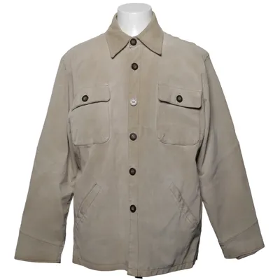 Læderjakke (Beige) fra Henry Morell Bomuld, Læder, Polyester